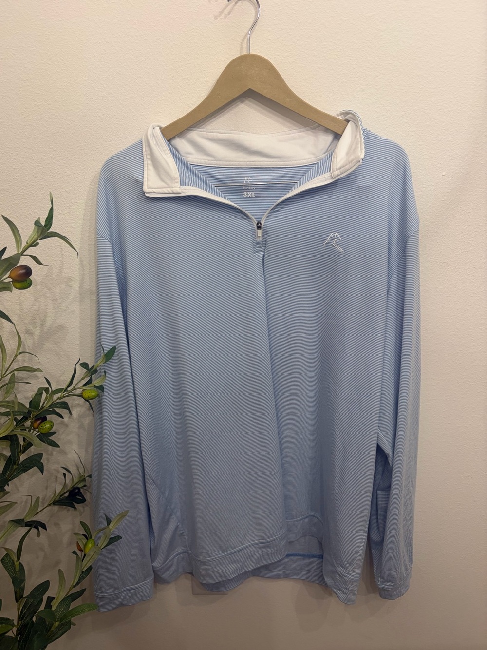 Rhoback Light Blue Men’s Quarter-Zip Performance Sweater 3XL